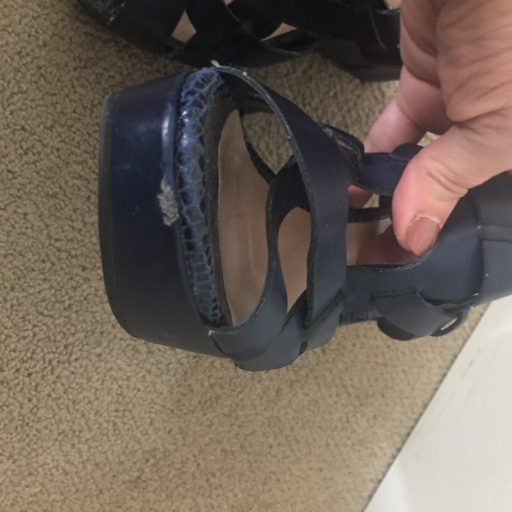 Snake skin Navy wedge - Picture 7 of 9